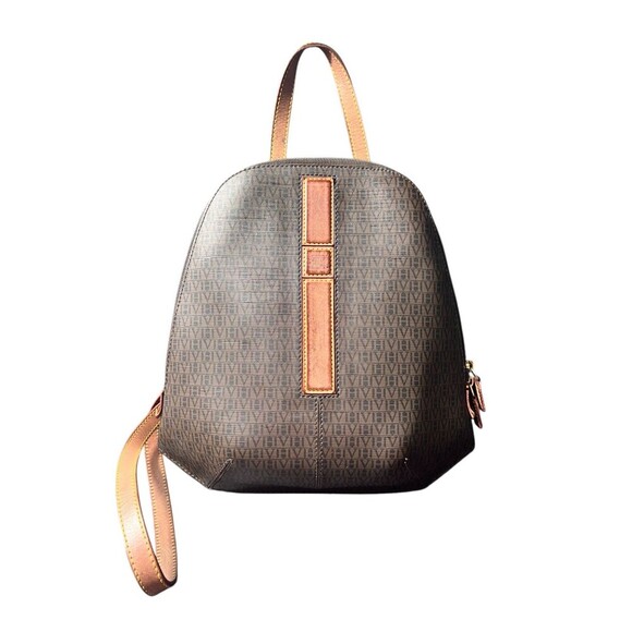 Victor Hugo Womens Backpack Brown Medium Brown Casual Travel Monogram Logo Chic - Picture 1 of 8